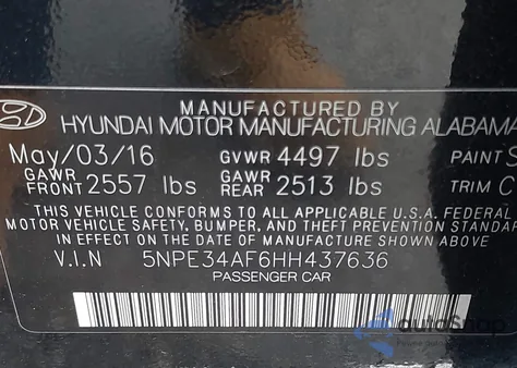 2017 Hyundai Sonata Sport z USA, uszkodzony, nr VIN 5NPE34AF6HH437636
